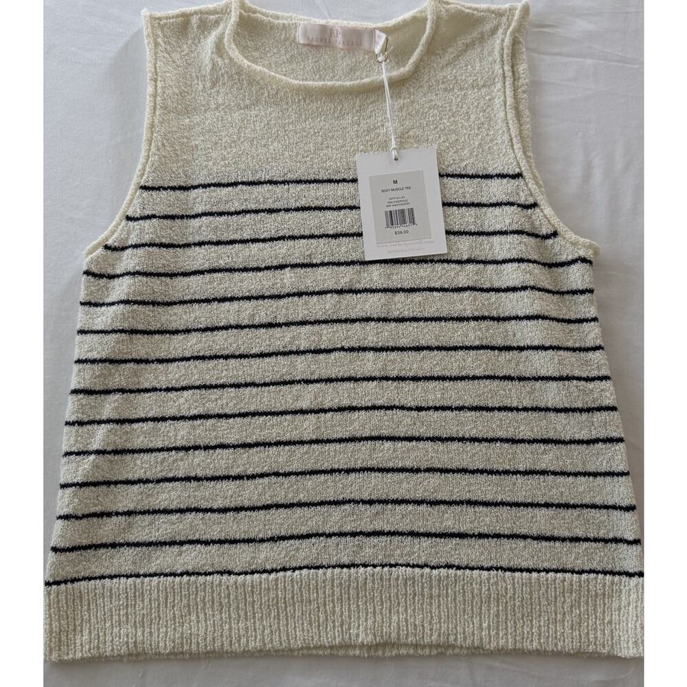 Rachel Parcell Boxy Muscle Women's Cream Sweater Tee Office Workwear NWT Medium